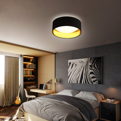 Plafonnier Moderne 12W 1000LM, Plafonnier à Paillettes Noir et or 3000K, Lustre à LED Effet Ciel étoilé pour Salon,Chambre
