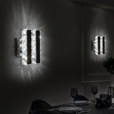 Applique murale LED en verre K9 16 W moderne pour salon, salle de bain, chambre à coucher, lumière froide 5 500 K