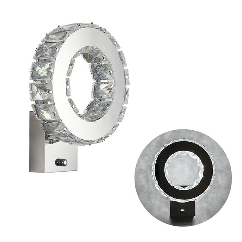 Applique Murale LED Intérieure, Lampe Murale en Cristal, 9W Lumière Blanche Froide 6000K Design Moderne Décoration Luminaire Mural pour Salon Chambre Couloir Salle de Bain 24x20x10CM