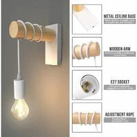 1pc style européen blanc applique chambre étude lampe de chevet rétro applique bois art décoration applique sans ampoule
