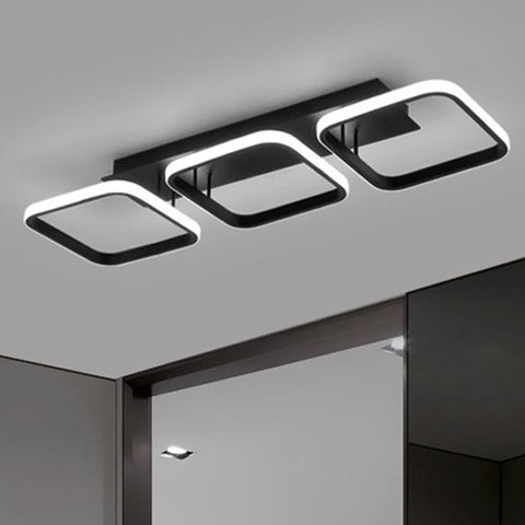 Plafonnier LED 40W, Plafonnier Géométrique Simple, Plafonnier Créatif Carré en Métal, Convient pour Salon, Chambre, Salle à Manger, Lumière Blanc Froid 6000K (Noir)