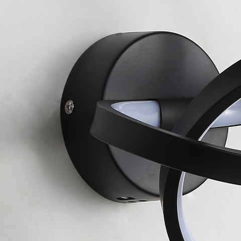 Applique Murale Interieur, 19W Appliques LED Design Courbe, Lampe Murale Moderne en Acryliquel pour Chambre, Salon, Hôtel, Escalier, Allée, Noir Couleur, lumière blanche froide