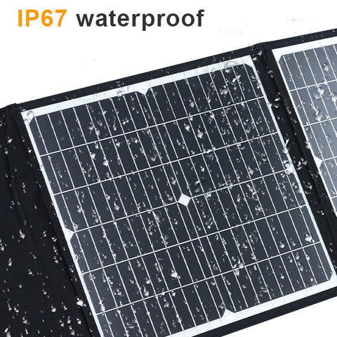 75W Pliable Efficace MonocBN Panneau Solaire, Chargeur Extérieur Voyage Sac Pliant avec 3 Panneaux Solaires DC/ USB/ TYPE-C