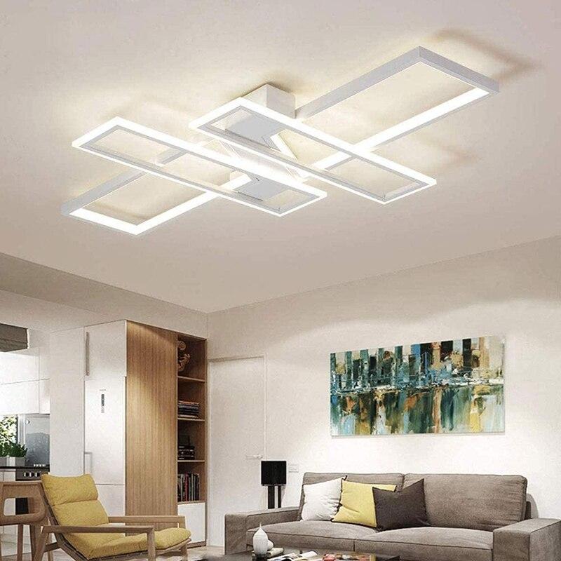 Plafonnier Led Dimmable Moderne Rectangle Lampe de Plafond Dimmable 3000K-6000K