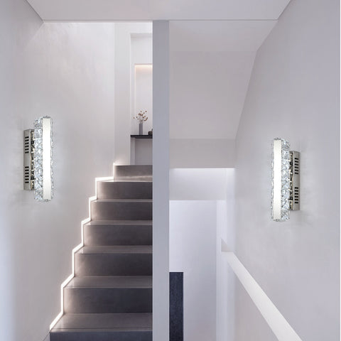 Lampe Murale LED, Applique Murale Moderne en Cristal, Design Linéaire, Lumière froide 6000K Éclairage Mural Intérieur, pour Salle de Bain Salon Chambre Cuisine Couloir Restaurant