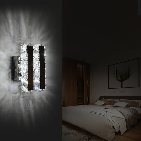 Applique murale LED en verre K9 16 W moderne pour salon, salle de bain, chambre à coucher, lumière froide 5 500 K