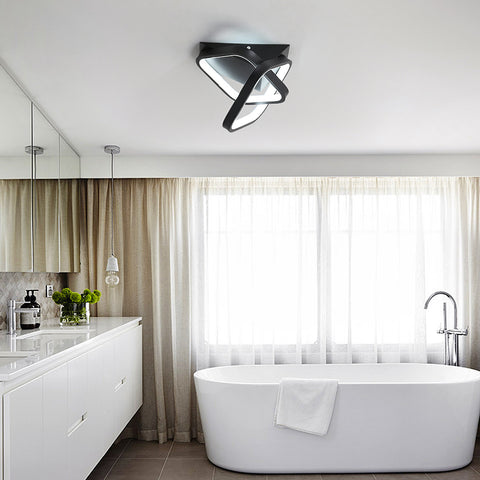 Plafonnier LED moderne 24W, Lampe de Plafond en forme de 2 Oblique Carré en Aluminium, Luminaire Plafonnier Noir Metal, Pour Balcon D'entrée de Couloir, Lumière Blanche froide/6500K