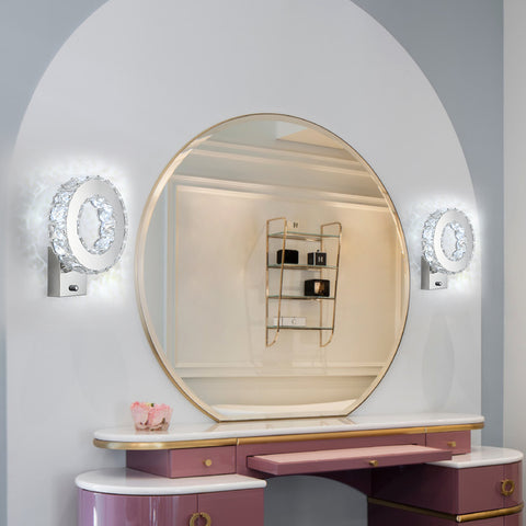 Applique Murale LED Intérieure, Lampe Murale en Cristal, 9W Lumière Blanche Froide 6000K Design Moderne Décoration Luminaire Mural pour Salon Chambre Couloir Salle de Bain 24x20x10CM