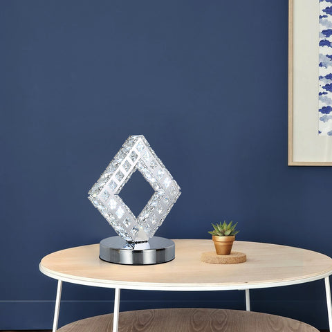 Lampe de table moderne en cristal, lampe à cristal LED, lumière blanche 6000 K.