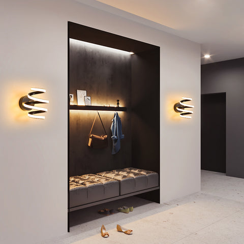 Applique Murale Led 21W Noir Spirale Simple Créativité Moderne Murale en Métal en Aluminium Lampe 3000K Murale Interieur Convient à la Chambre à Coucher, Couloir, Salon, Bar