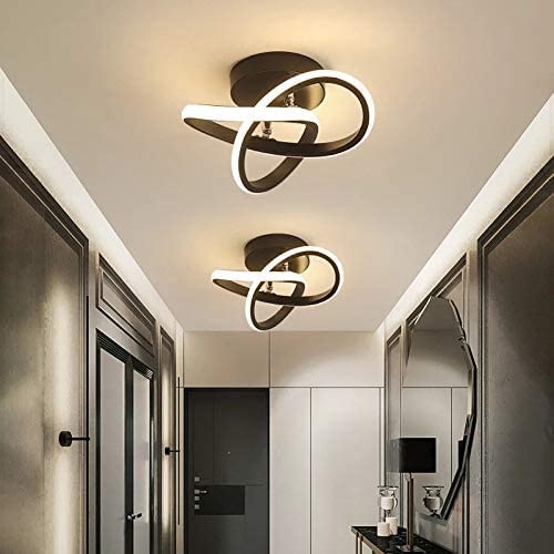 Plafonnier LED Moderne 22W 2500LM, Lustre Noire pour Chambre Salon Couloir