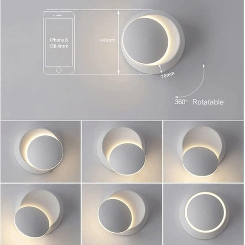 Moderne Applique Murale LED 2 Ronds Lampe murale Blanc Chaud 3000K Pour chambre à coucher, salon, couloir, entrée Blanc