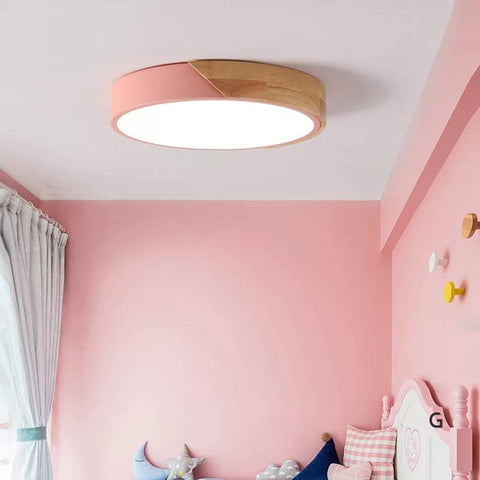 LED Plafonnier, 24W plafonnier bois Moderne Rond Blanc Froid 6000K Ø30*5CM Chambre la Cuisine le Salon le Balcon et le Couloir