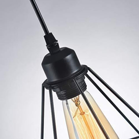 Industriel Suspension Luminaire E27 Plafonnier Industriel Noir Maximale 60W Conception Créative de Cage en fer Lustre Noir Convient aux Restaurants, Balcons, Bars, Couloirs, Cafés (Sans Ampoule)
