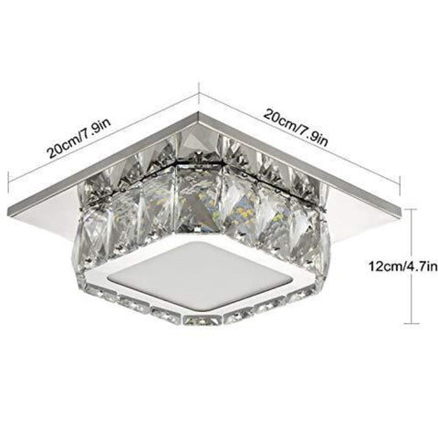 LED Plafonnier Cristal, Lampe de Plafond Cristal, Lustre en Cristal 12W pour couloir, chambre à coucher, cuisine, chambre d'enfant 6000K (Wihte Froid ) (Couche unique)