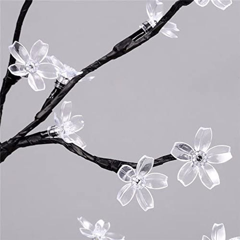 LED Lampe de Cerisier, 0.45M 48LED, Arbre Lumineux LED, Branches Noires, pour la décoration de Maison (Blanc)
