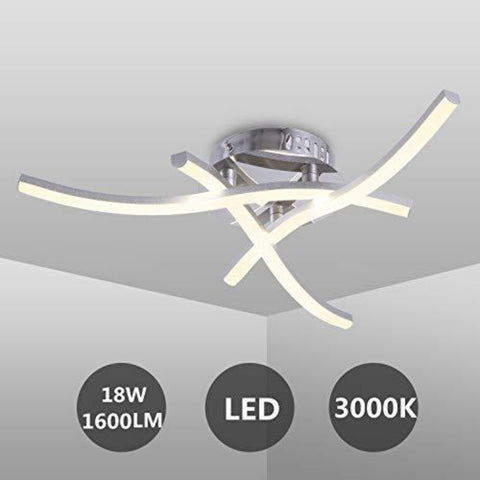Plafonnier LED Design Moderne, Luminaire Plafonnier en Forme de Vague, 3000k Blanc Chaud, LED intégrées 18W 1.600Lm, Lustre Moderne Pour le Salon Chambre Salle à Manger