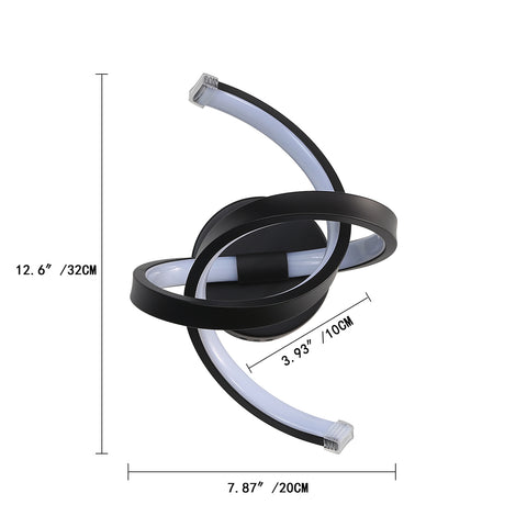 Applique Murale Interieur, 19W Appliques LED Design Courbe, Lampe Murale Moderne en Acryliquel pour Chambre, Salon, Hôtel, Escalier, Allée, Noir Couleur, lumière blanche froide