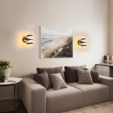Applique Murale Led 21W Noir Spirale Simple Créativité Moderne Murale en Métal en Aluminium Lampe 3000K Murale Interieur Convient à la Chambre à Coucher, Couloir, Salon, Bar