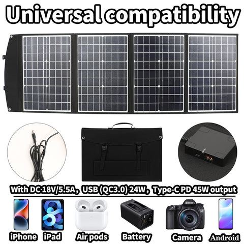 Panneaux solaires pliables portables pour le camping, la randonnée, le sac, le chargeur, 120W
