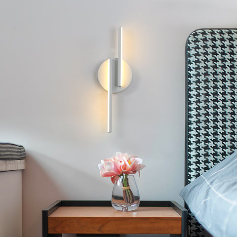 Applique Murale LED Intérieur Lampe Murale Moderne, Appliques Aluminium Pour Salon Couloir Salle De Bain Escalier Veilleuse (Blanc) 3000K Lumière Chaude