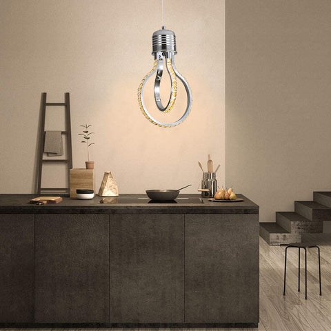 Lustre Moderne,Plafonnier Cristal LED 21w 3000k,Suspension Luminaire en Aluminium pour Chambre Cuisine Salle à Manger Bar Comptoir Couloir Hall d'Exposition,Réglable en Hauteur