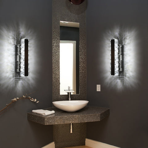 Lampe Murale LED, Applique Murale Moderne en Cristal, Design Linéaire, Lumière froide 6000K Éclairage Mural Intérieur, pour Salle de Bain Salon Chambre Cuisine Couloir Restaurant