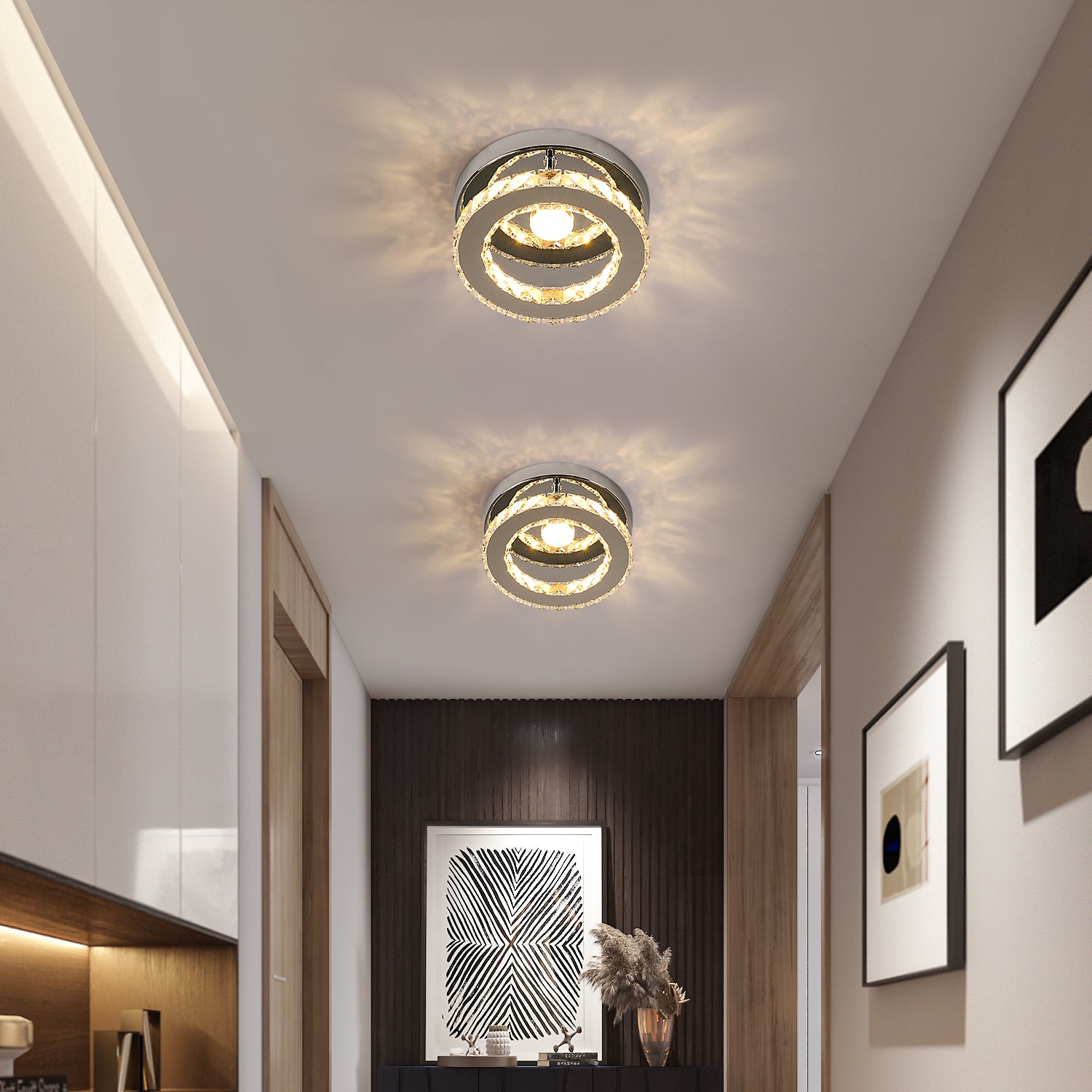 Plafonnier LED, Lustre en Cristal 16W