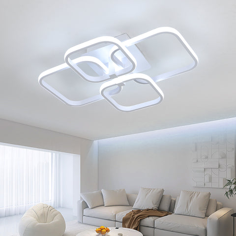 Plafonnier LED, Lampe de Plafond de Salon Moderne, Tricolore-Lumière  3000K, Luminaire Plafonnie Blanc Carré Simple pour Salle de Bureau de Chambre À Coucher, 58X46CM
