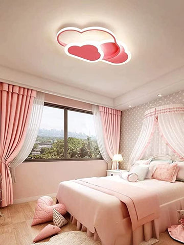Plafonnier LED, lampe de plafond créatif nuage, 32W 2700lm 42cm, avec dimmable télécommande 3000K, plafonniers rose modernes applique murale pour de salon, couloir et chambre de enfant