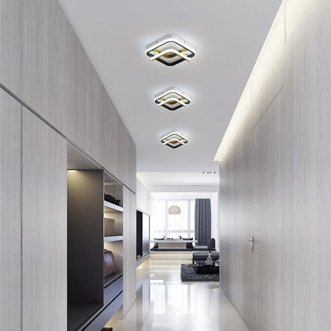 Plafonnier LED Moderne 23W Plafonnier Carré 6000K (Lumière Blanche Froide), Lampe de Plafond Acrylique Adapté à La Salle de Bain, Cuisine, Salon, Chambre (Or Noir)