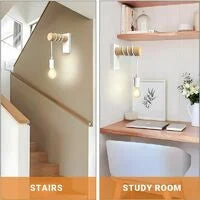 1pc style européen blanc applique chambre étude lampe de chevet rétro applique bois art décoration applique sans ampoule
