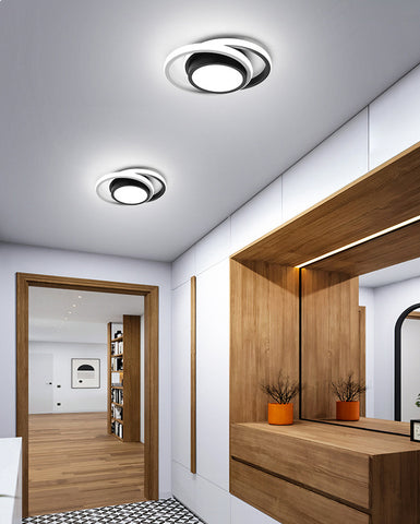 LED Plafonnier Moderne, Lampe de Plafond 21W 2 Anneaux, Plafonnier en métal Acrylique Blanc pour Salon,étude 4500K