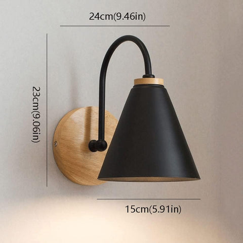 Applique de Chevet Bois Scandinave Lampe murale Avec ampoule 5W E27 Blanc Chaud 3000K Pour chambre à coucher, salon, couloir, entrée Noir