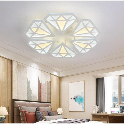 Plafonnier LED Moderne, 60W Plafonnier salon à diamant, Lustre de Plafond pour Chambre Salon Salle à Manger (lumière blanche chaude 6 Têtes)