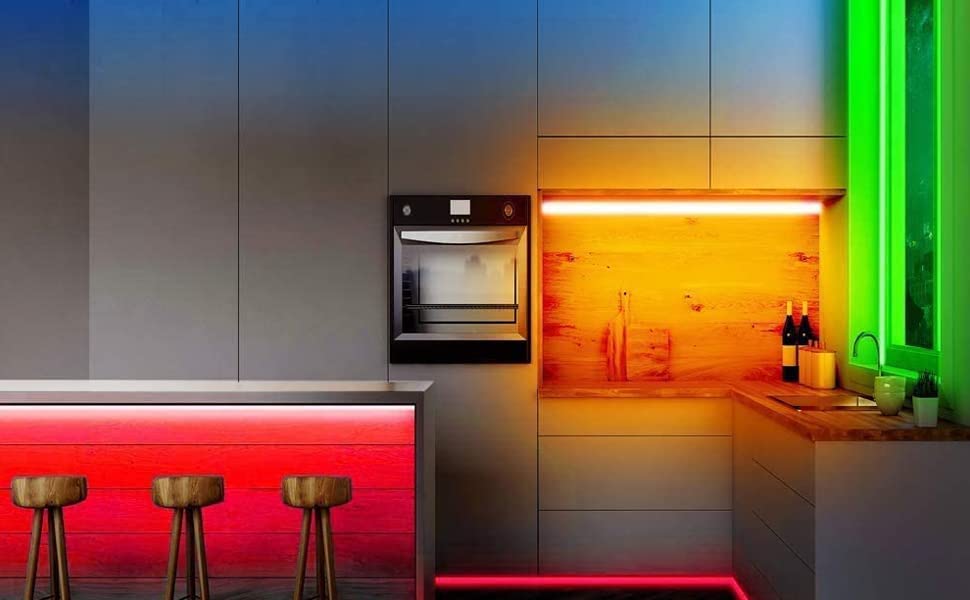Ruban LED 5M, Bande LED Chambre RGB 5050 12V, 20 Couleurs Gradables, Multicolore LED Strip IP20 Adhésive 3M Améliorée avec Télécommande à 24 Boutons pour Décorations D'intérieur, Fêtes et Noël
