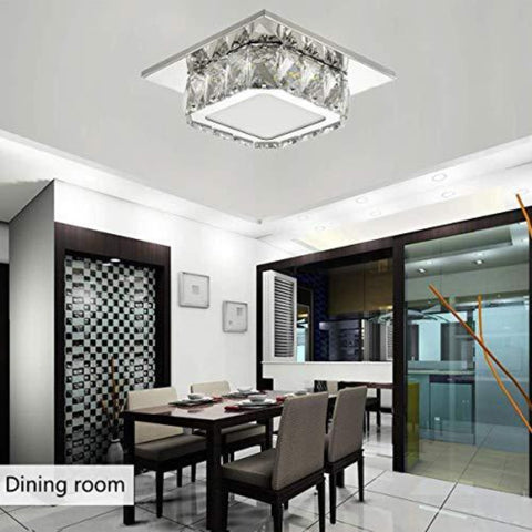 LED Plafonnier Cristal, Lampe de Plafond Cristal, Lustre en Cristal 12W pour couloir, chambre à coucher, cuisine, chambre d'enfant 6000K (Wihte Froid ) (Couche unique)