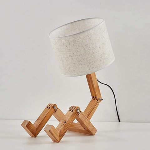 Creative Lampe de table LED en bois massif Robot Lampes de chevet pour les chambres Bureau d'étude européenne Style Chambre Lampe Hôtel Petit Lampe de table W22cm * H44