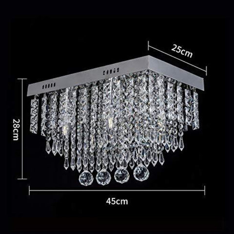 Plafonnier en Cristal, Lumières de Lustre en Cristal, 5 lumières Plafonnier Chrome De Rectangle pour Lustre, Salle à manger, Chambre à Coucher, Salon, Bureau Taille: L45cm W25cm H28cm