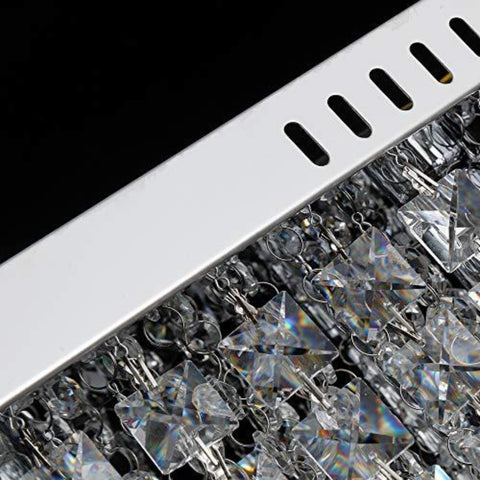 Plafonnier en Cristal, Lumières de Lustre en Cristal, 5 lumières Plafonnier Chrome De Rectangle pour Lustre, Salle à manger, Chambre à Coucher, Salon, Bureau Taille: L45cm W25cm H28cm