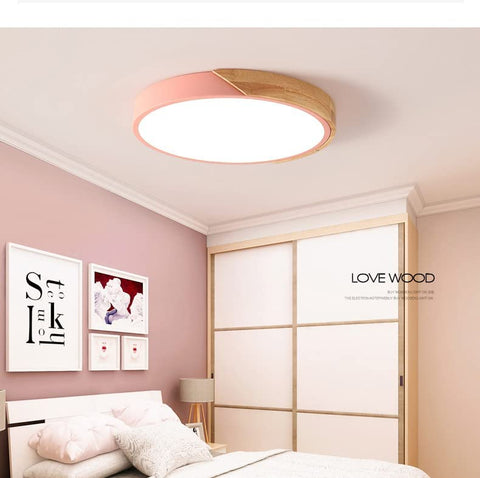 LED Plafonnier, 24W plafonnier bois Moderne Rond Blanc Froid 6000K Ø30*5CM Chambre la Cuisine le Salon le Balcon et le Couloir
