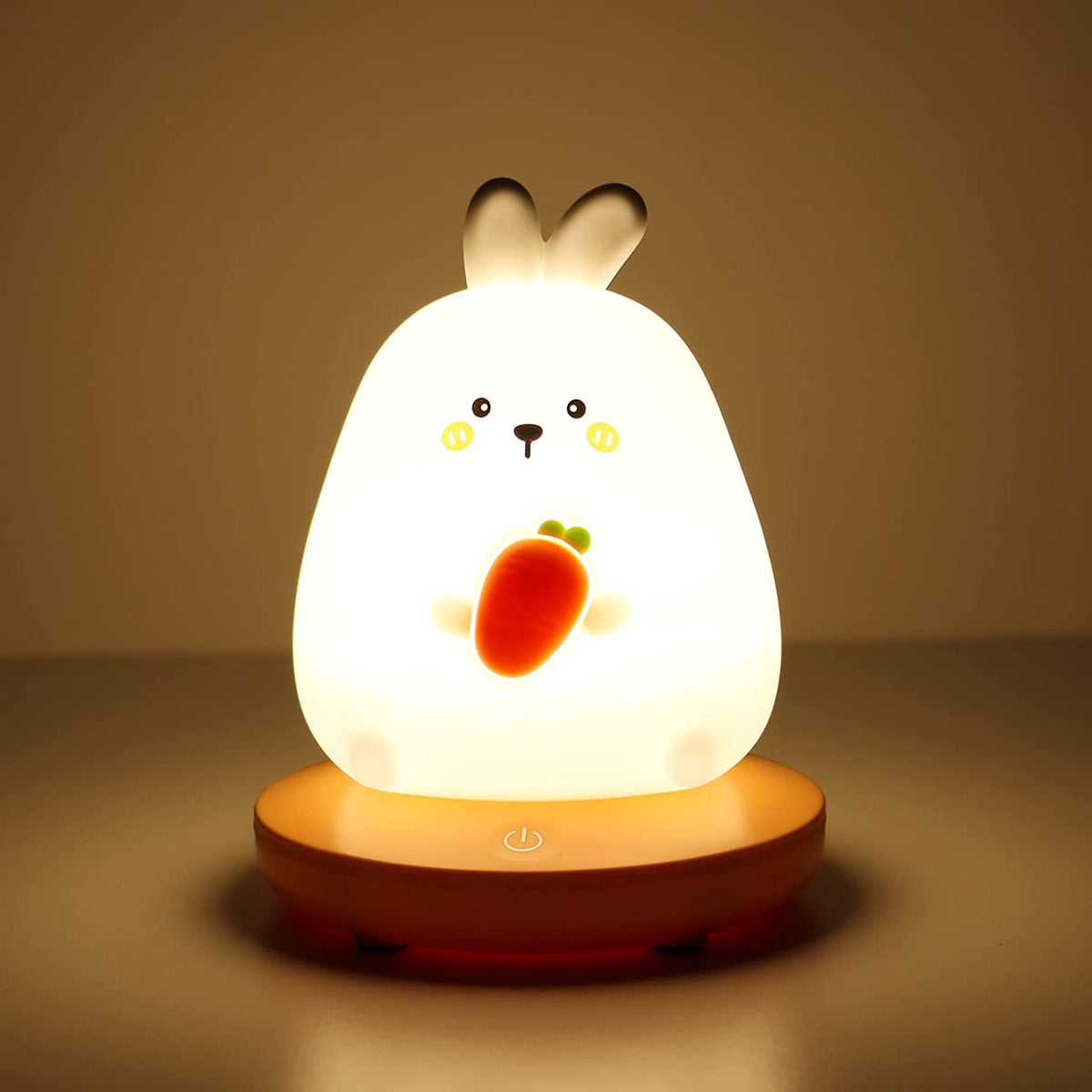 Veilleuse Enfant, Lapin Veilleuse Bebe en Silicone, Veilleuse Usb Rechargeable, luminosité réglable