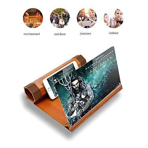 Loupe d'écran de téléphone portable pliable en bois massif, convient pour regarder des vidéos de film sur tous les smartphones, cadeau de Noël