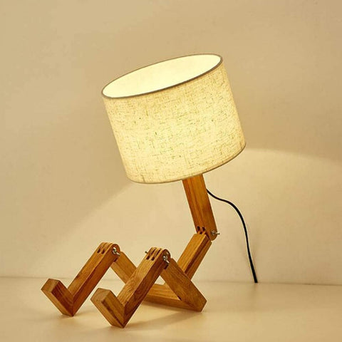 Creative Lampe de table LED en bois massif Robot Lampes de chevet pour les chambres Bureau d'étude européenne Style Chambre Lampe Hôtel Petit Lampe de table W22cm * H44