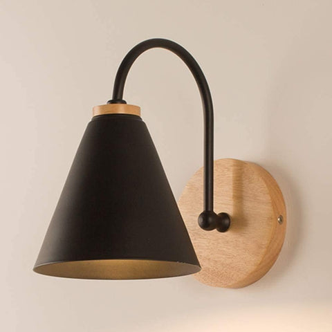 Applique de Chevet Bois Scandinave Lampe murale Avec ampoule 5W E27 Blanc Chaud 3000K Pour chambre à coucher, salon, couloir, entrée Noir