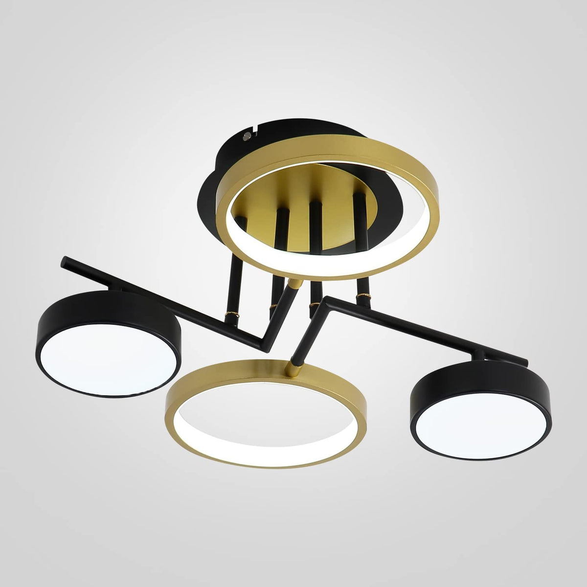 Plafonnier LED Moderne 28W Plafonnier Rond pour Eclairage de Plafond, 4 Anneaux Plafonnier Lustre pour Chambre Salon Hall Bureau Salle à Manger Cuisine