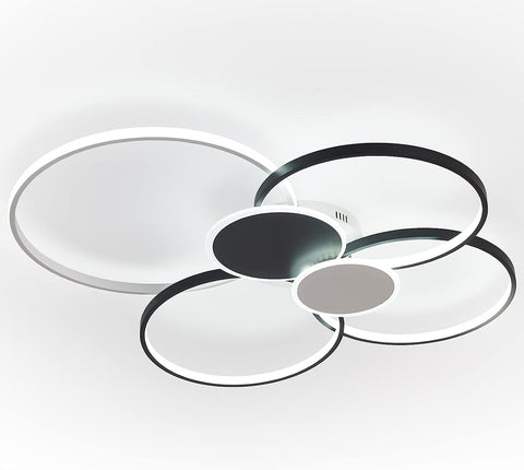 Plafonnier Led Dimmable Moderne Cercle Anneaux Lampe de Plafond 3000K-6000K Pour salon chambre à coucher salle à manger bureau
