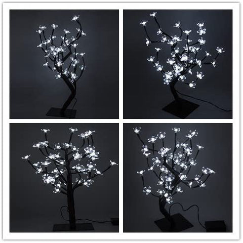 LED Lampe de Cerisier, 0.45M 48LED, Arbre Lumineux LED, Branches Noires, pour la décoration de Maison (Blanc)
