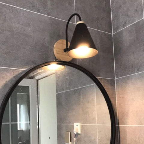 Applique de Chevet Bois Scandinave Lampe murale Avec ampoule 5W E27 Blanc Chaud 3000K Pour chambre à coucher, salon, couloir, entrée Noir