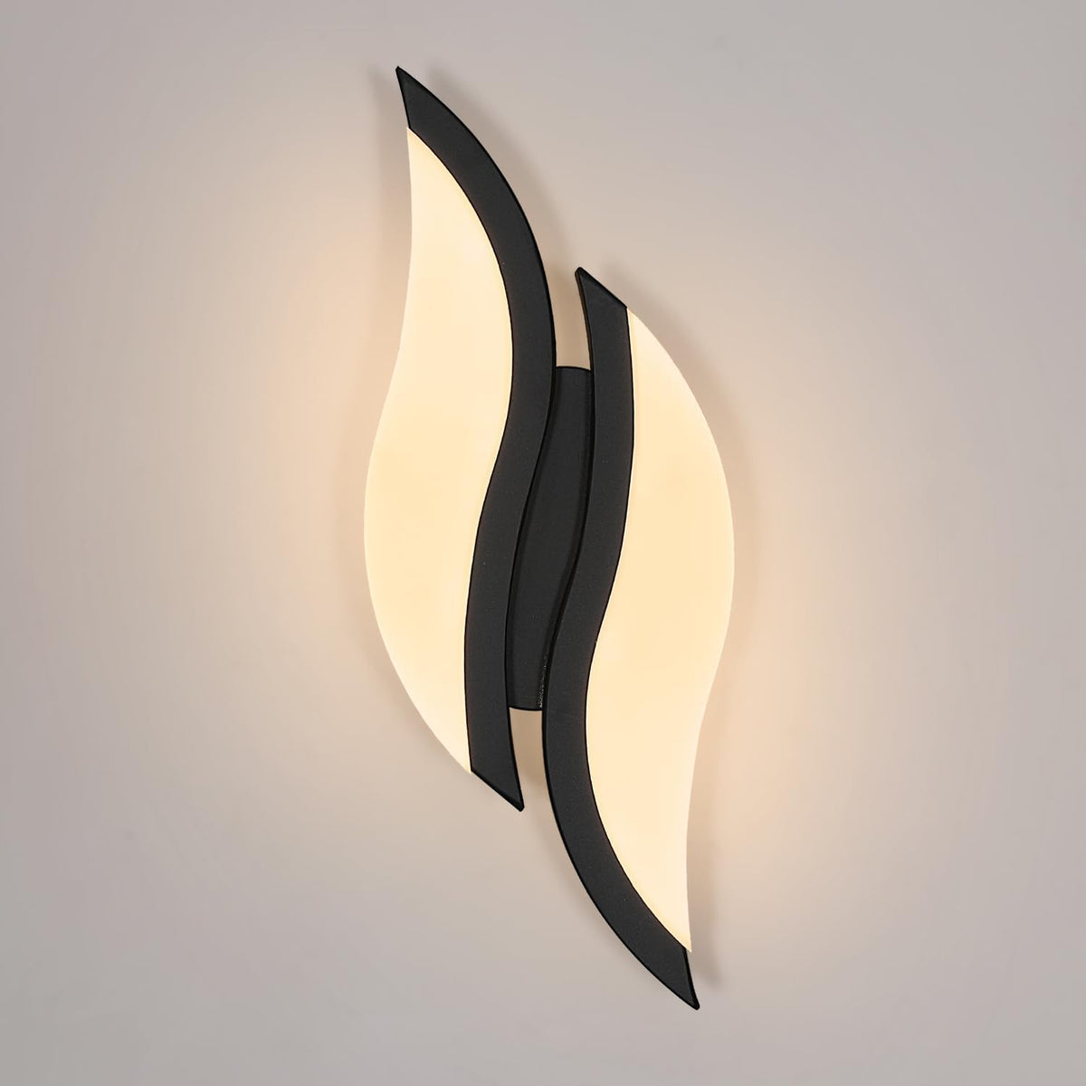 Applique Murale LED Intérieure Moderne, Lampe Murale 12W 1350LM, Éclairage Acrylique 3000K Blanc Chaud, Luminaire Noir pour Salon, Chambre, Escalier